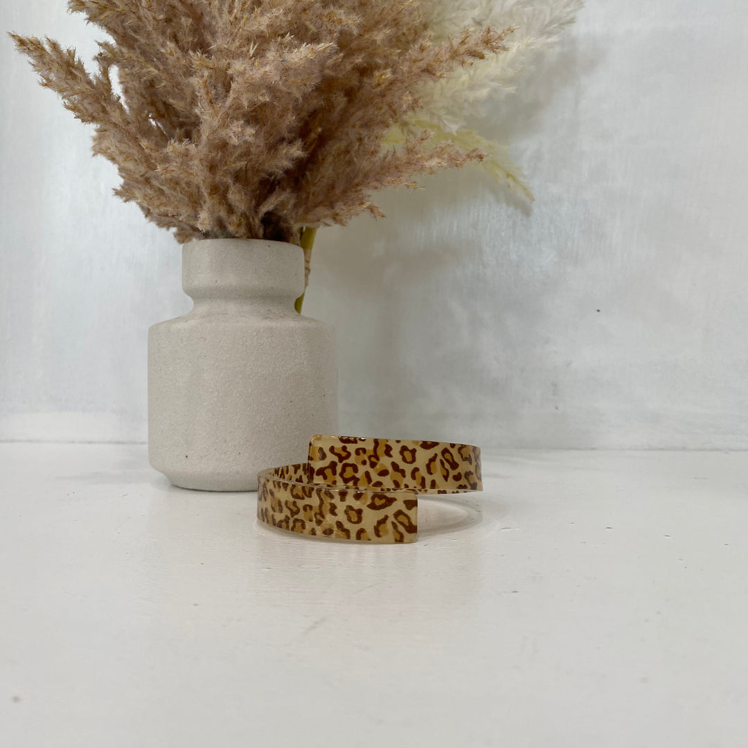 Bracelet superposé à imprimé léopard ambre et marron